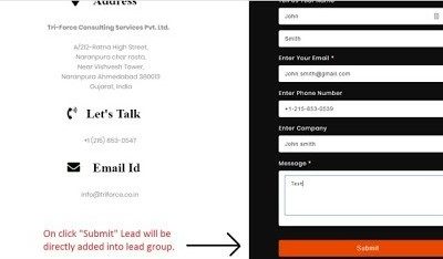 MLeads Website Contact us Form API integration