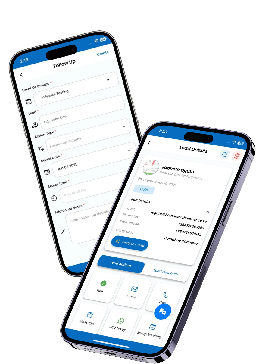 Capture leads instantly by scanning business cards with your mobile device’s camera, automatically saving contact details in the MLeads database.