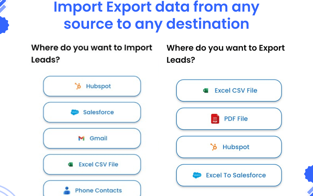 Import Export data from any source to any destination