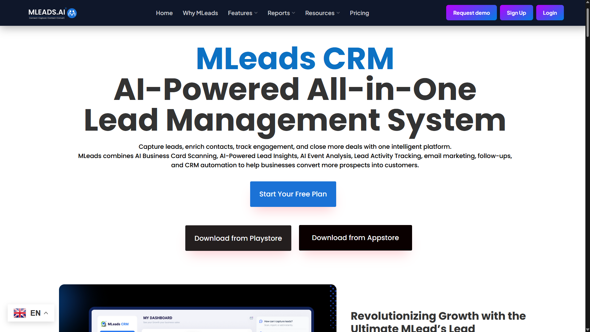 MLeads.ai digital business card app screenshot
