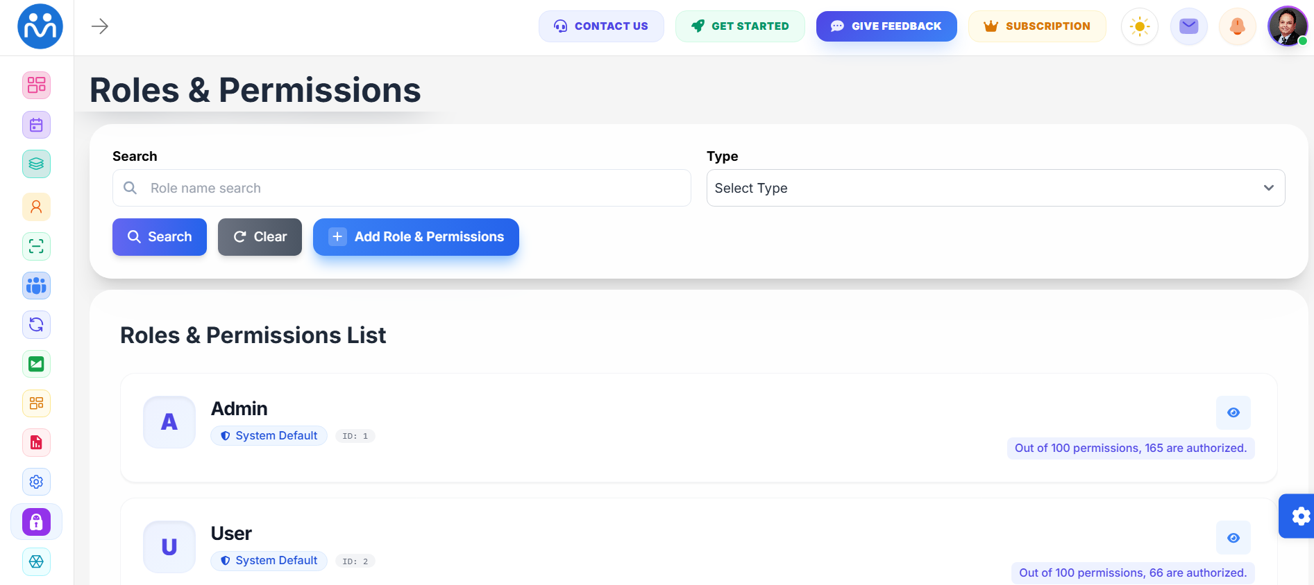 Roles & Permissions - MLeads
